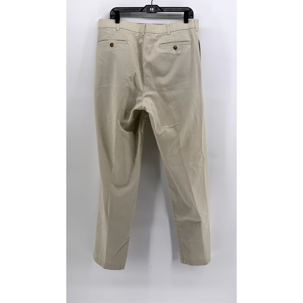 UNBRANDED Men's Tan Solid Cotton-Blend Straight-Leg Pants SZ 36X32