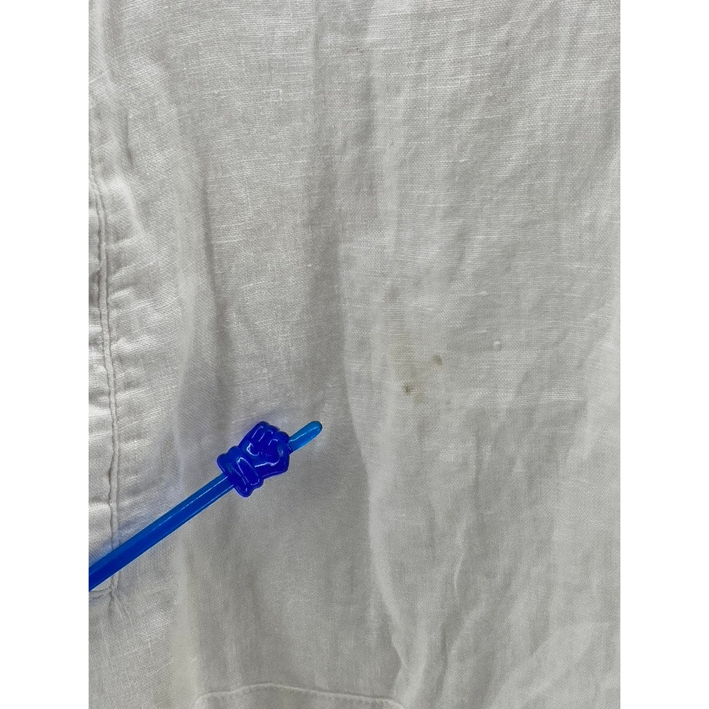 UNITED COLORS OF BENETTON Women's White Linen Split-Neck A-Line Mini Dress SZ XS