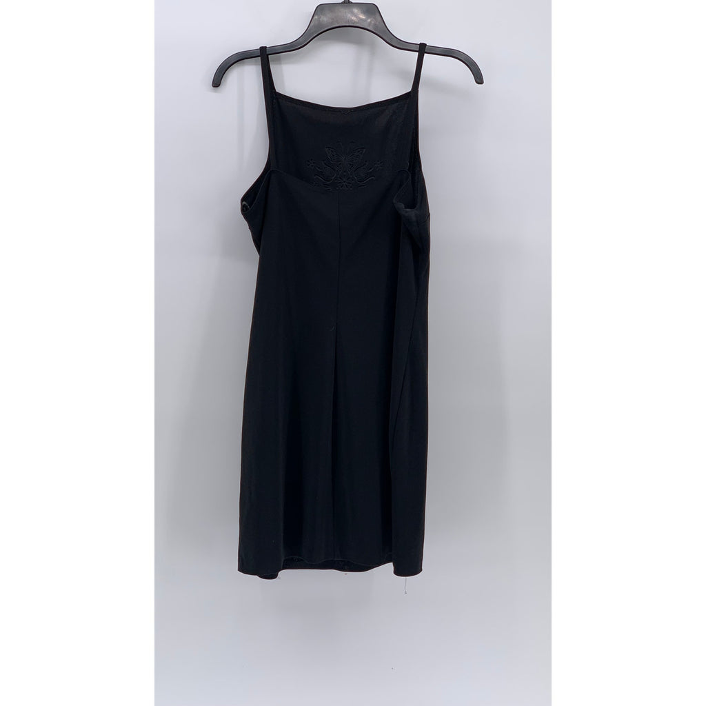 URBAN GIRL Women's Black Stamped Logo Scoop-Neck Spaghetti Strap Mini Dress SZ L