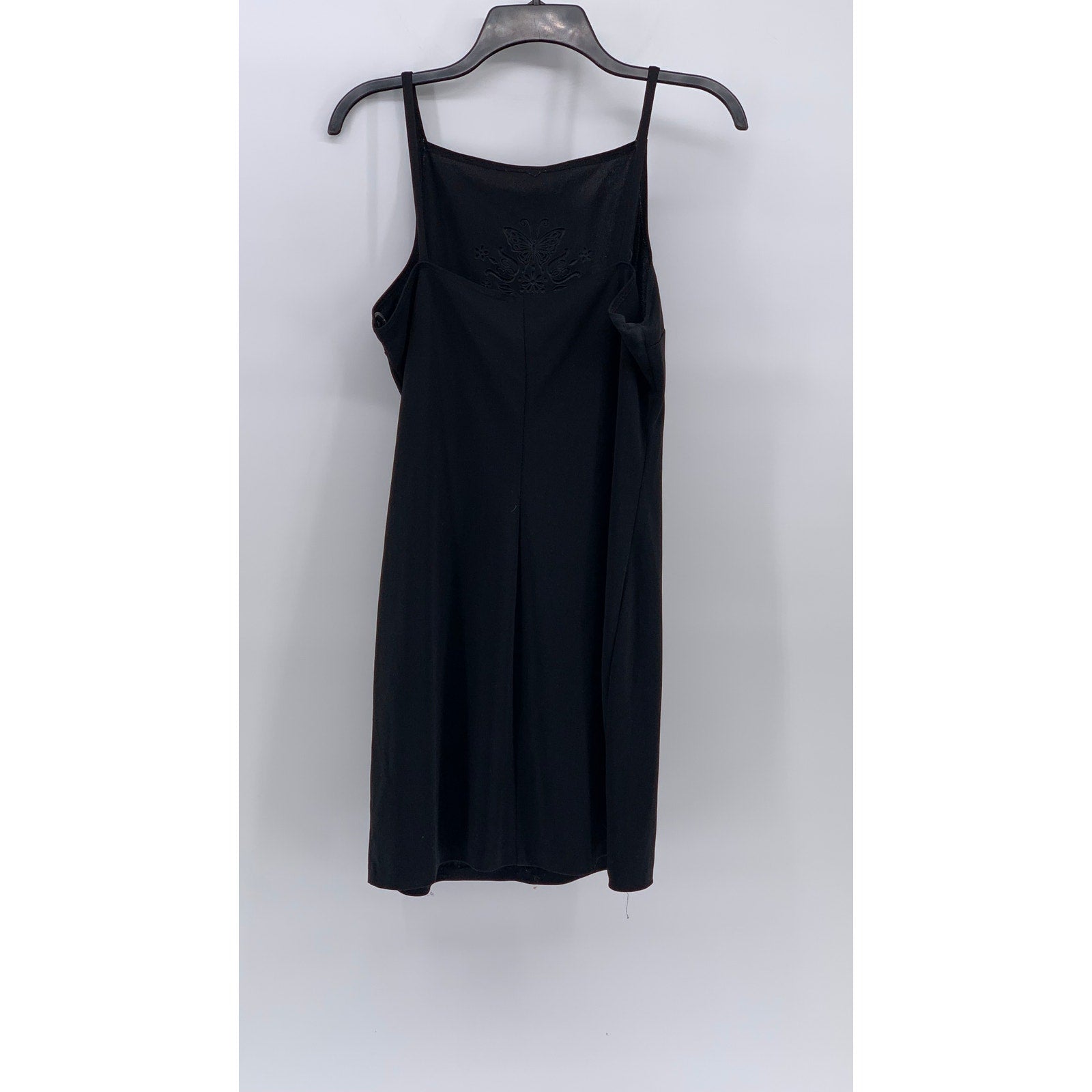 URBAN GIRL Women's Black Stamped Logo Scoop-Neck Spaghetti Strap Mini Dress SZ L