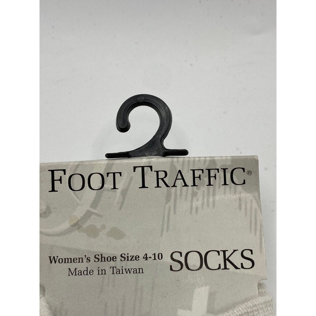 FOOT TRAFFIC Women's White-Black Music Note Print Crew Socks SZ 4-10