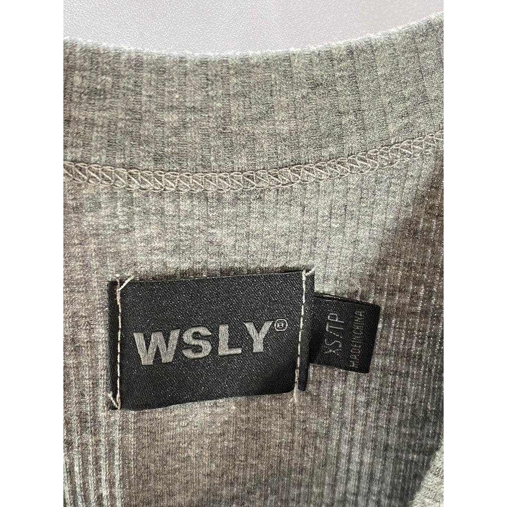 WSLY Women's Dark Gray Ribbed Crewneck Sleeveless Tank Top SZ XS