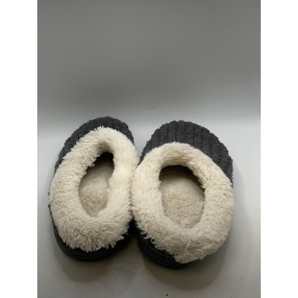 DEAR FOAMS Women's Charcoal Ribbed Faux Fur Slippers SZ 8