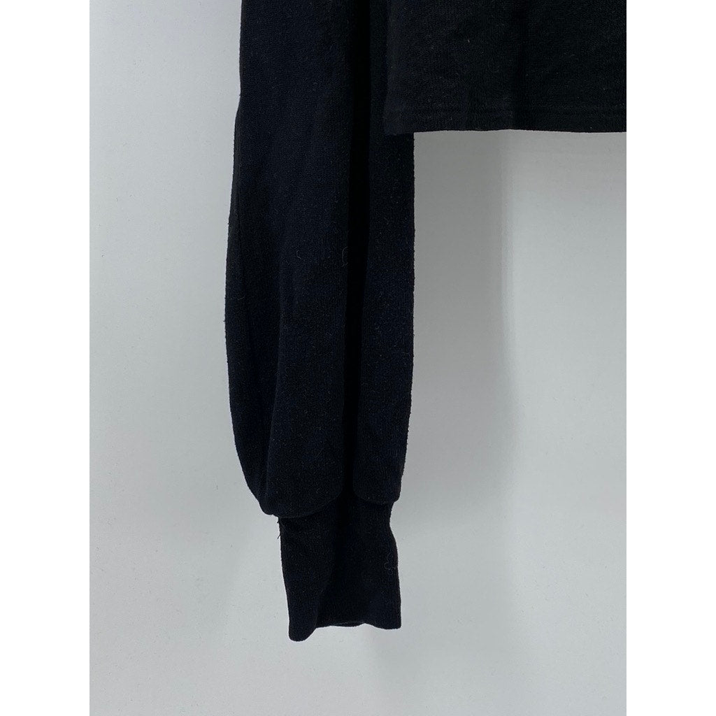 REFORMATION JEANS Women's Black Mock-Neck Long Puff Sleeve Cropped Sweater SZ XS