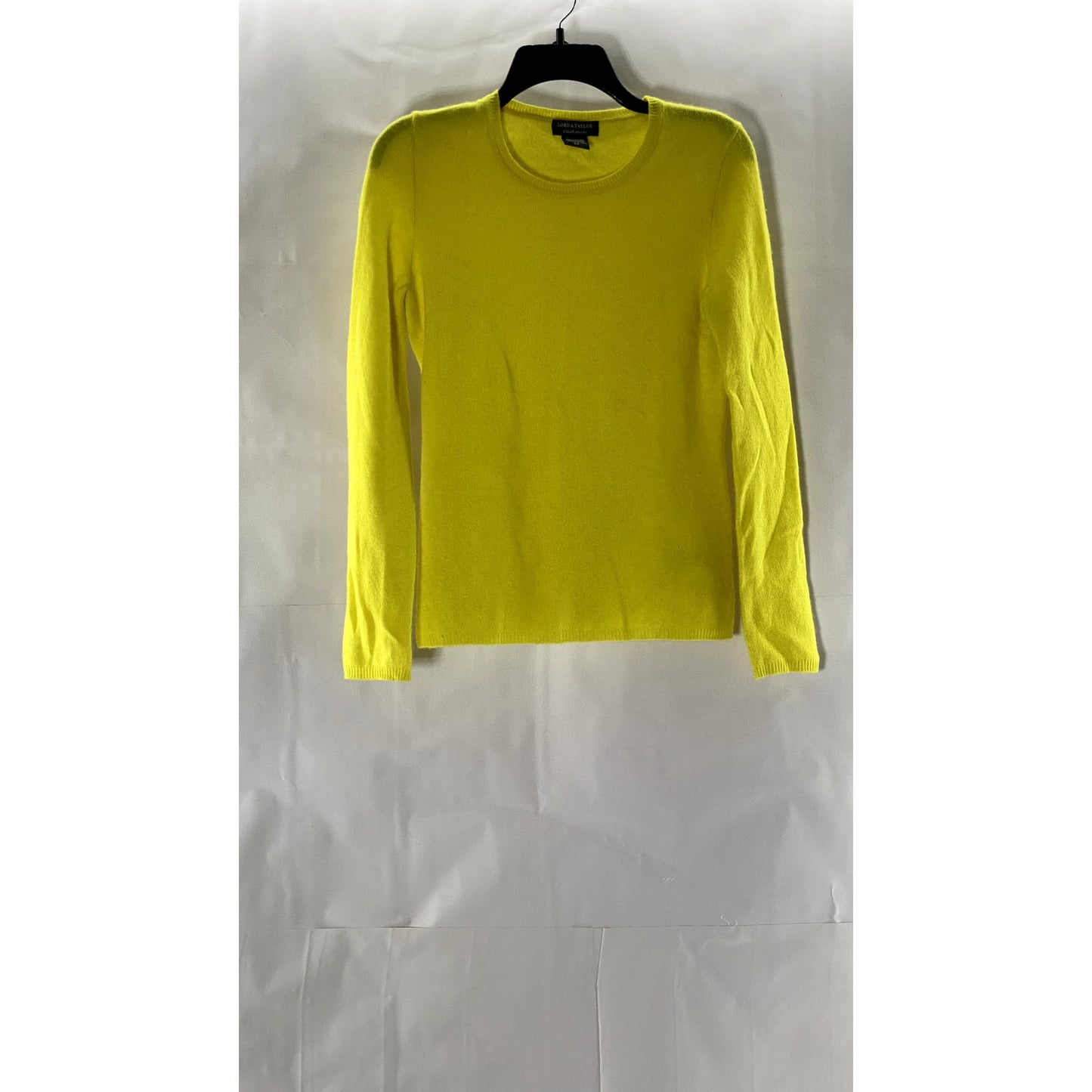 LORD & TAYLOR Women's Yellow Cashmere Crewneck Long Sleeve Pullover Sweater SZ S