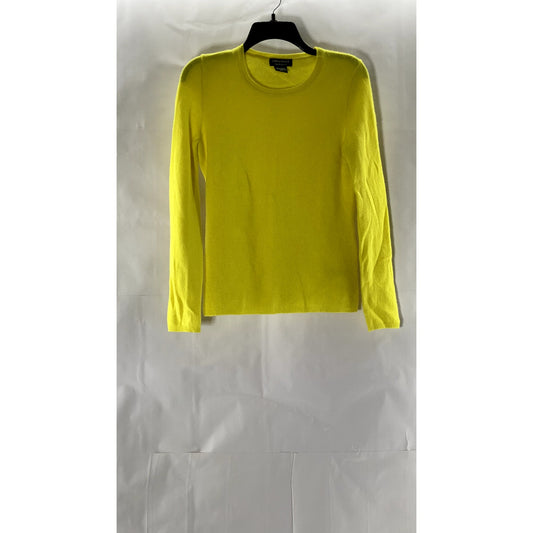 LORD & TAYLOR Women's Yellow Cashmere Crewneck Long Sleeve Pullover Sweater SZ S