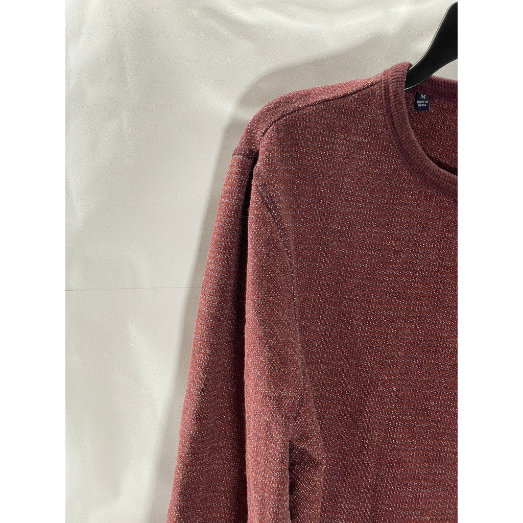 JACHS NEW YORK Men's Burgundy Knit Crewneck Regular-Fit Sweater SZ L