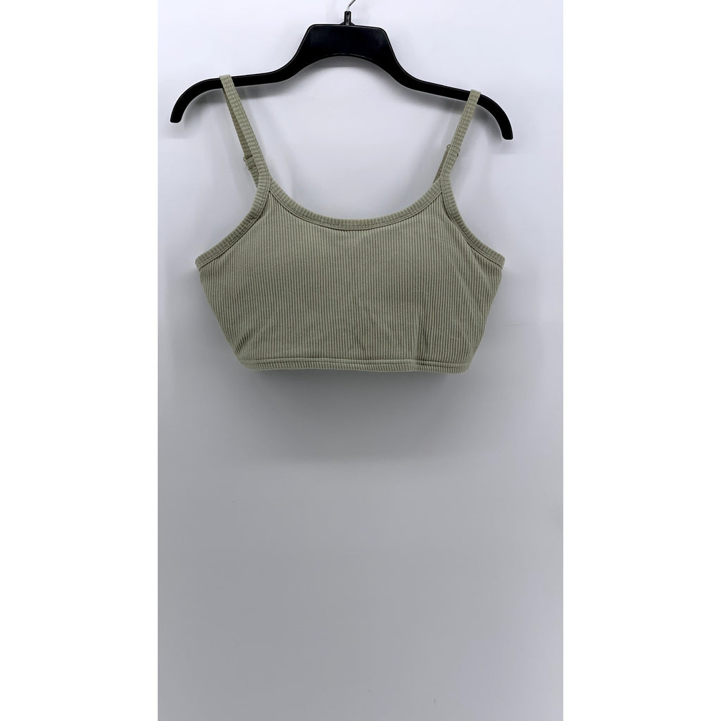 KLASSY NETWORK Women's Green Ribbed Sports Bra SZ 2XL