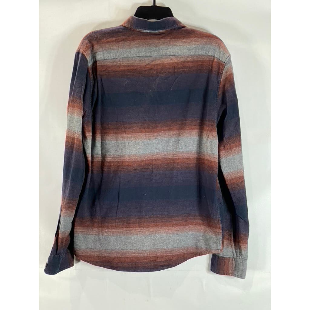 TAILOR VINTAGE Men's Blue/Red Stripe Luxe Performance Desert Stripe Shirt SZ M