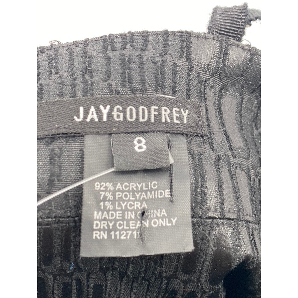 JAY GODFREY Women’s Black Animal Skin Print V-Neck Sheath Mini Dress SZ 8