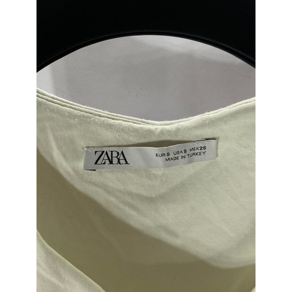 ZARA Women's White Solid Scoop-Neck Sleeveless Bodysuit SZ S