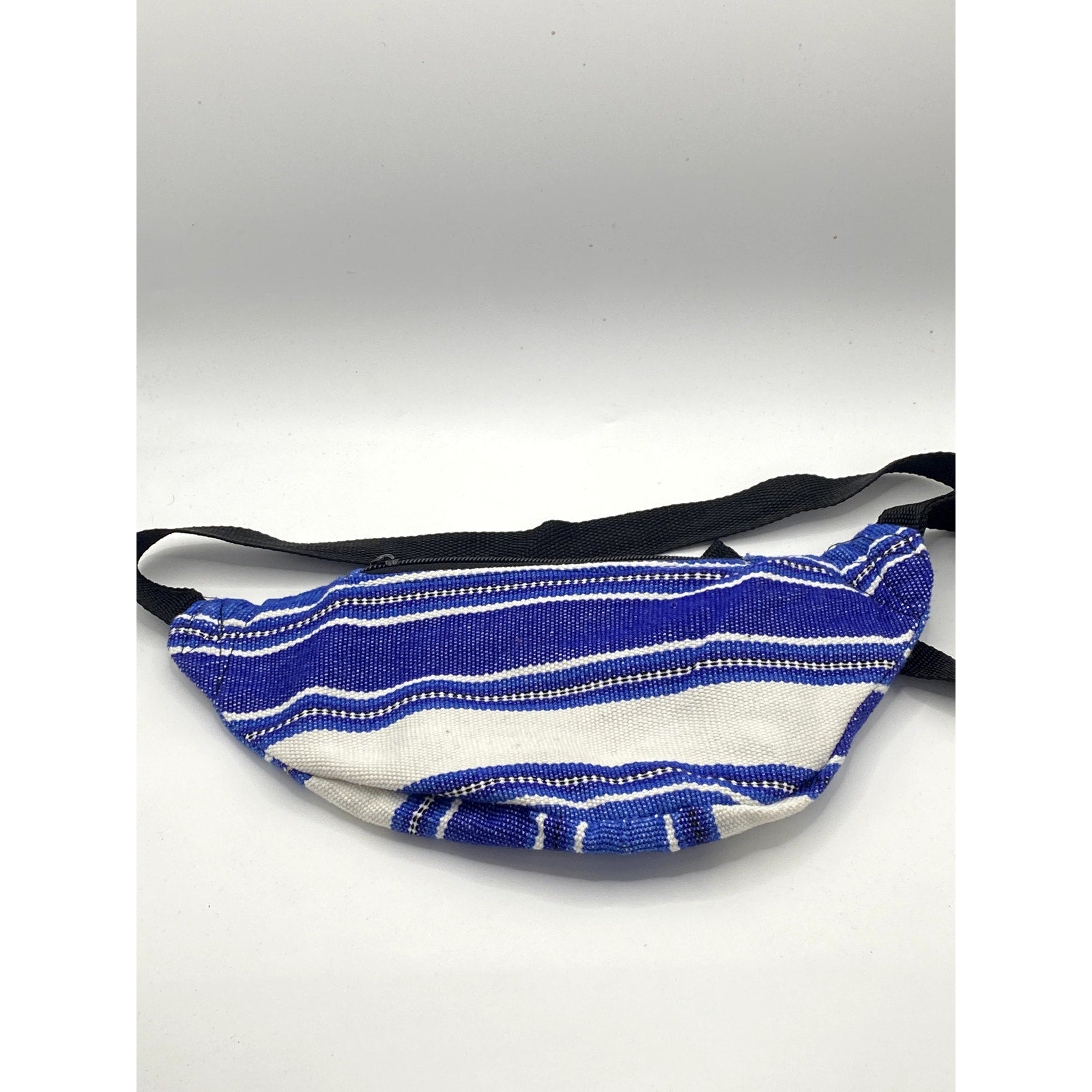 UNBRANDED Unisex Adult Blue-White Stripe Woven Lightweight Fanny Pack SZ OS