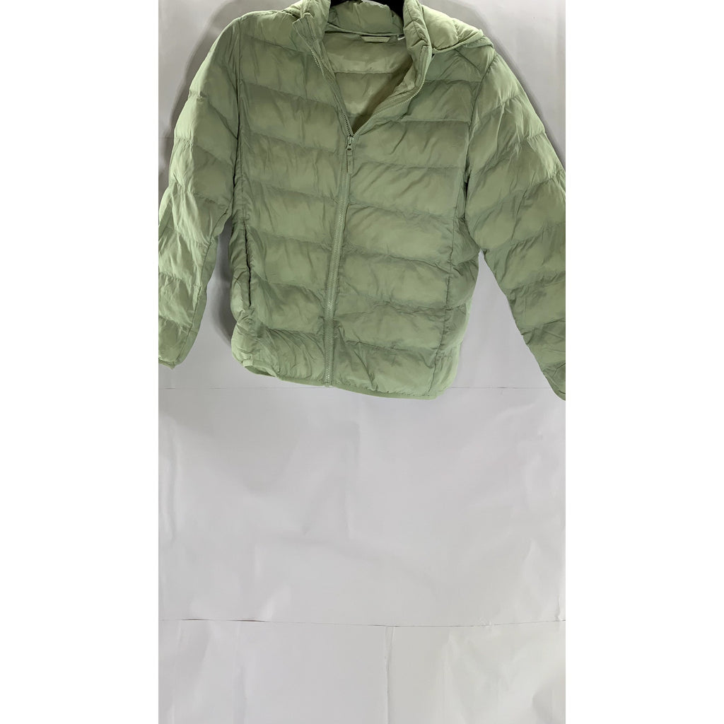 UNIQLO Kid's Light Green Puffer Hooded Warm Padded Zip-Up Jacket SZ 11-12