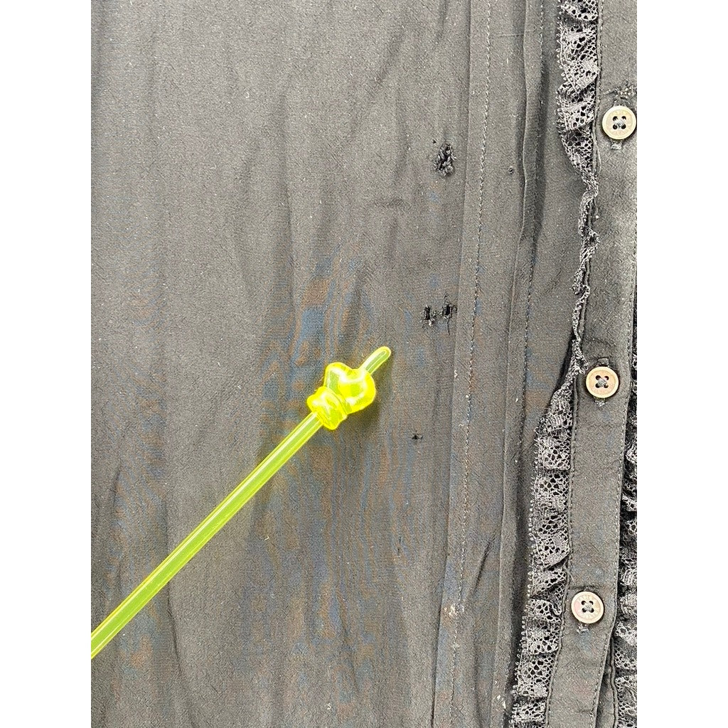 ZADIG  & VOLTAIRE Women's Black Ruffle-Trim Long Sleeve Prairie Knee Dress SZ XS