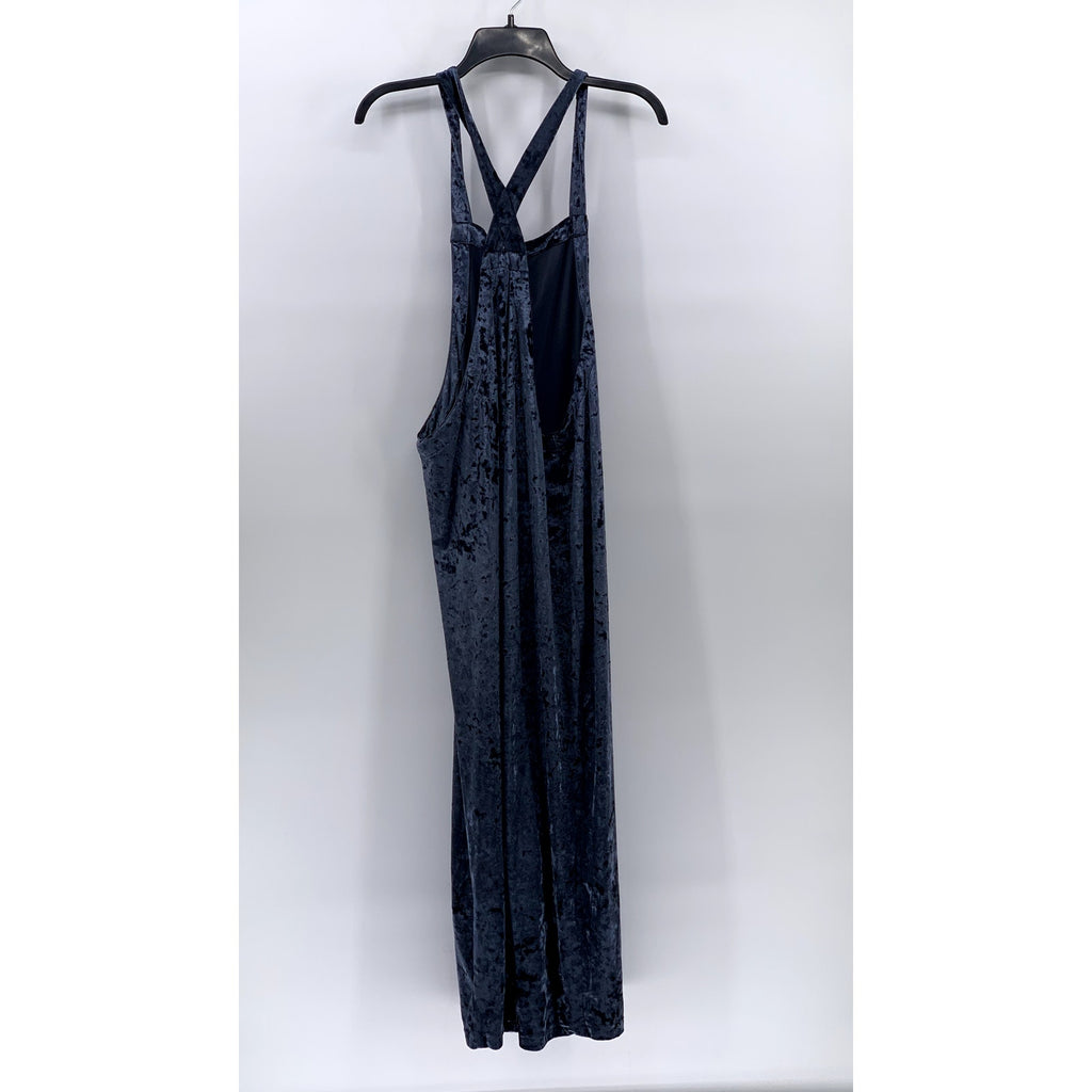 URBAN OUTFITTERS Women's Blue Crushed Velvet Overall Jumpsuit SZ M