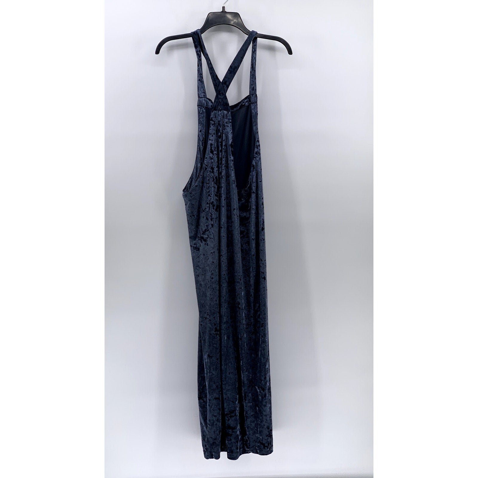 URBAN OUTFITTERS Women's Blue Crushed Velvet Overall Jumpsuit SZ M
