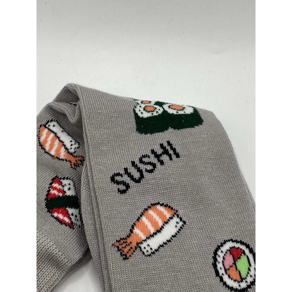 FOOT TRAFFIC Women's Gray Sushi Print Pull-On Knee High Knit Socks SZ OS