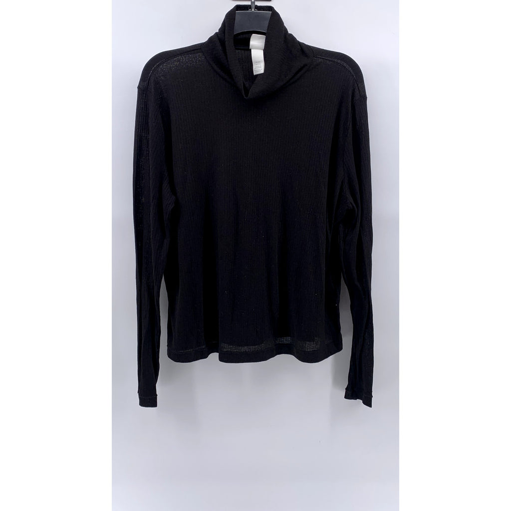 H&M Women's Black Rib Knit Pullover Long Sleeve Turtleneck Sweater SZ 2XL