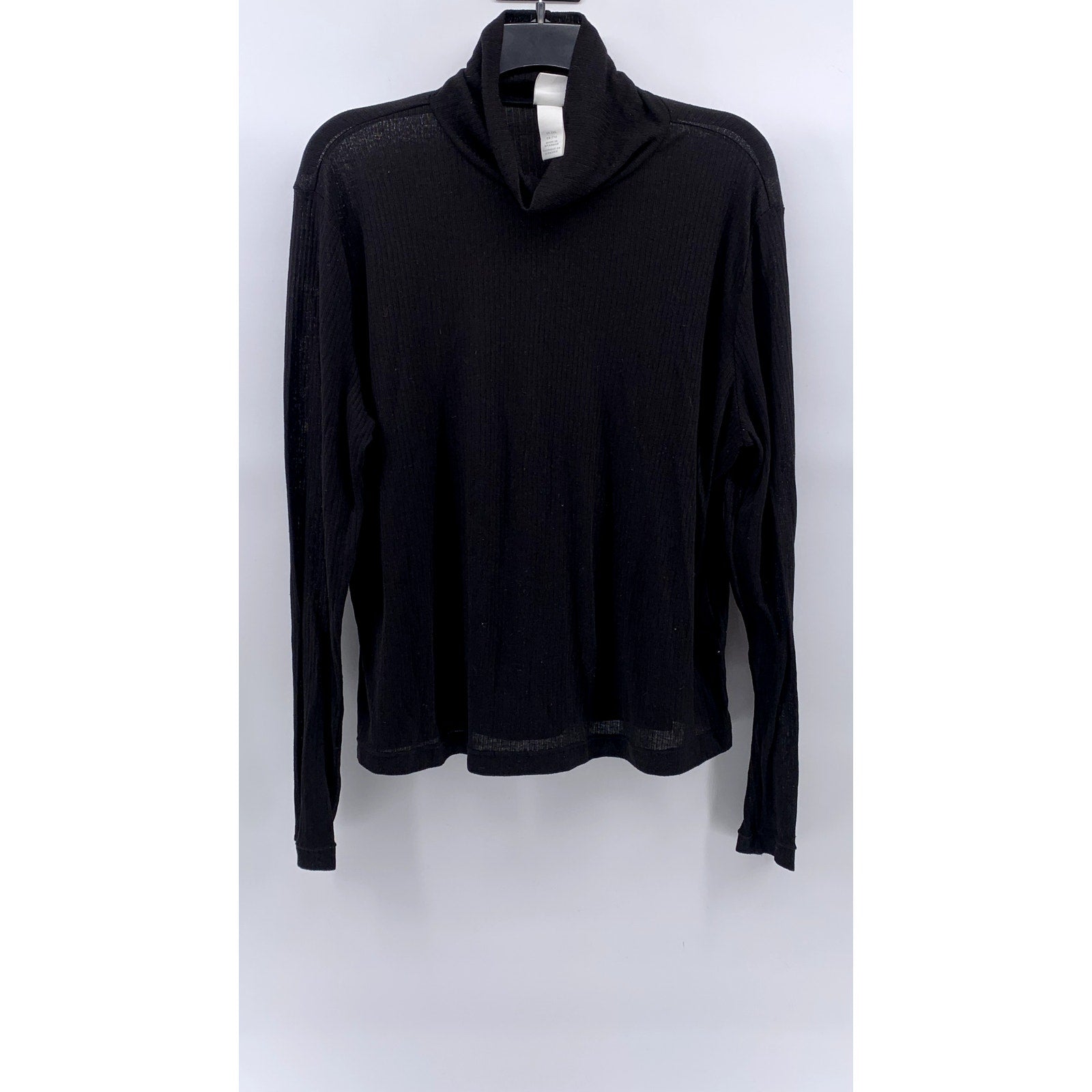 H&M Women's Black Rib Knit Pullover Long Sleeve Turtleneck Sweater SZ 2XL