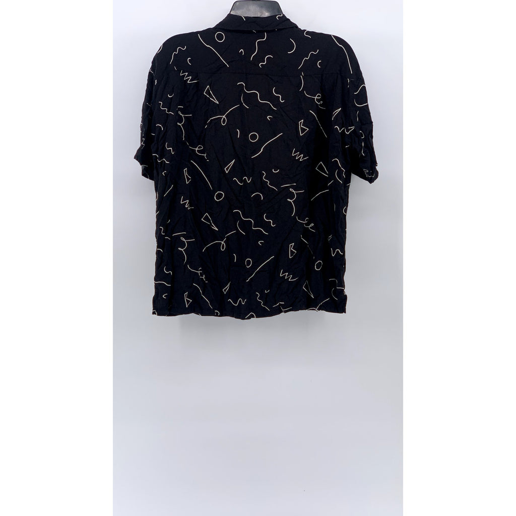 NIKO AND ... Men's Black Scribble Button-Up Short Sleeve Regular-Fit SZ 3(USM)