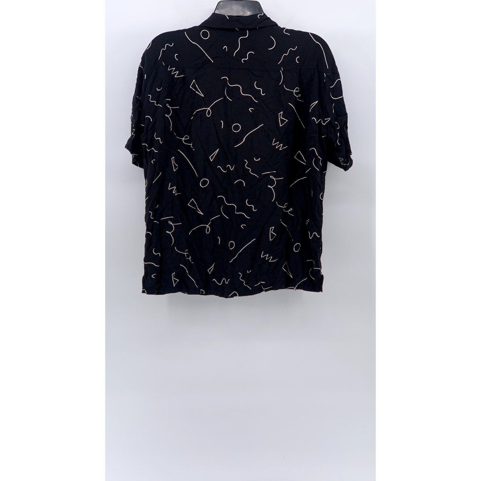 NIKO AND ... Men's Black Scribble Button-Up Short Sleeve Regular-Fit SZ 3(USM)