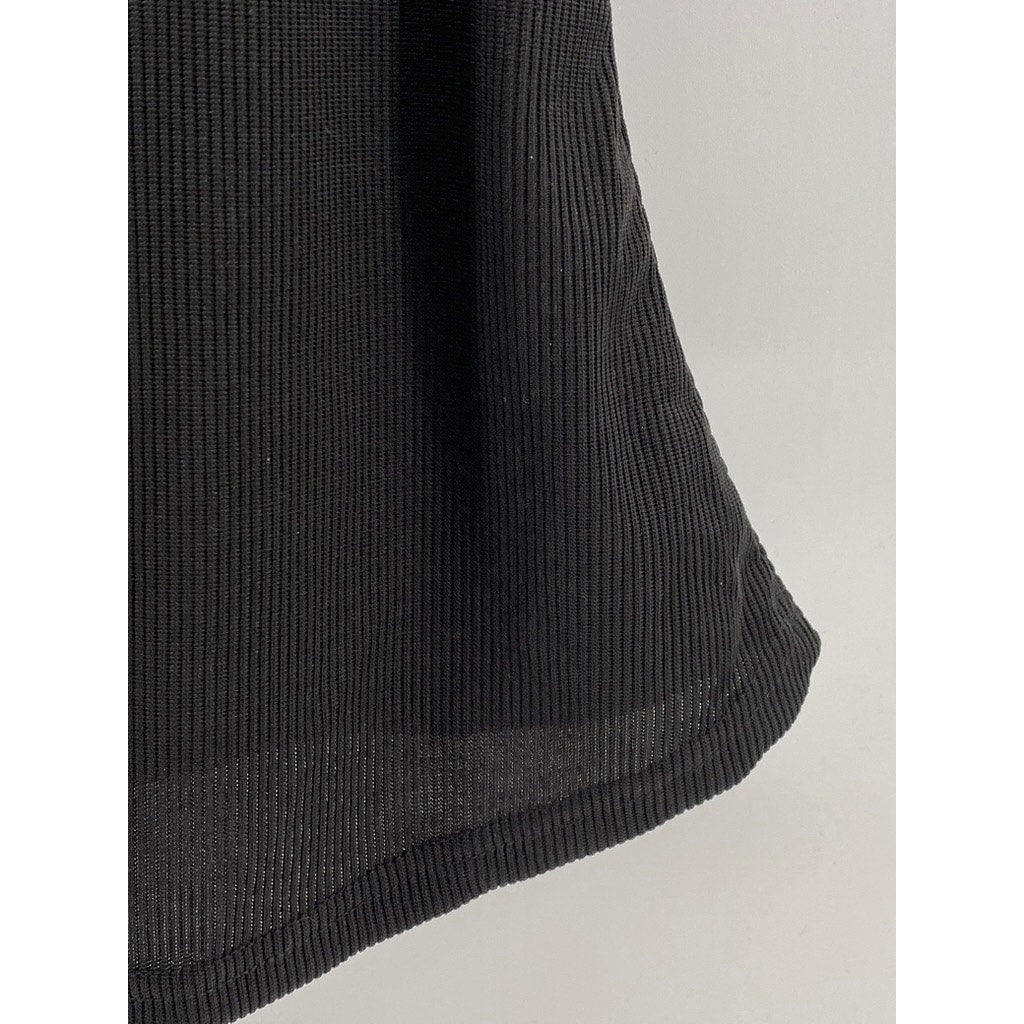 UNBRANDED Women's Black Ribbed Crewneck Casual Sleeveless Tank Top SZ M