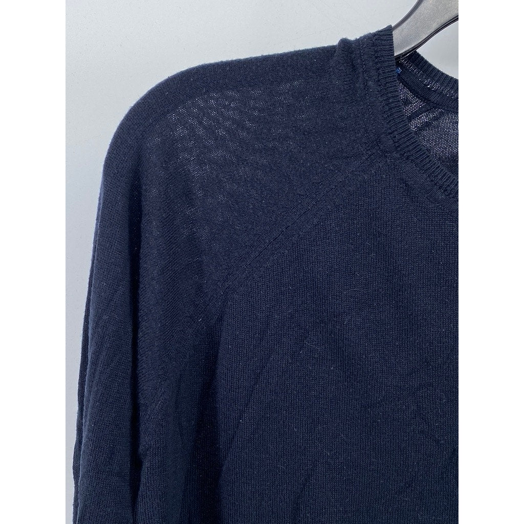 ZARA KNIT Women's Navy Blue Crewneck Long Sleeve Hi-Low Pullover Sweater SZ M