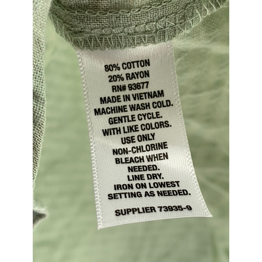 A.N.A A NEW APPROACH Women's Green Tie-Sleeve Cotton-Blend Tank Top SZ L