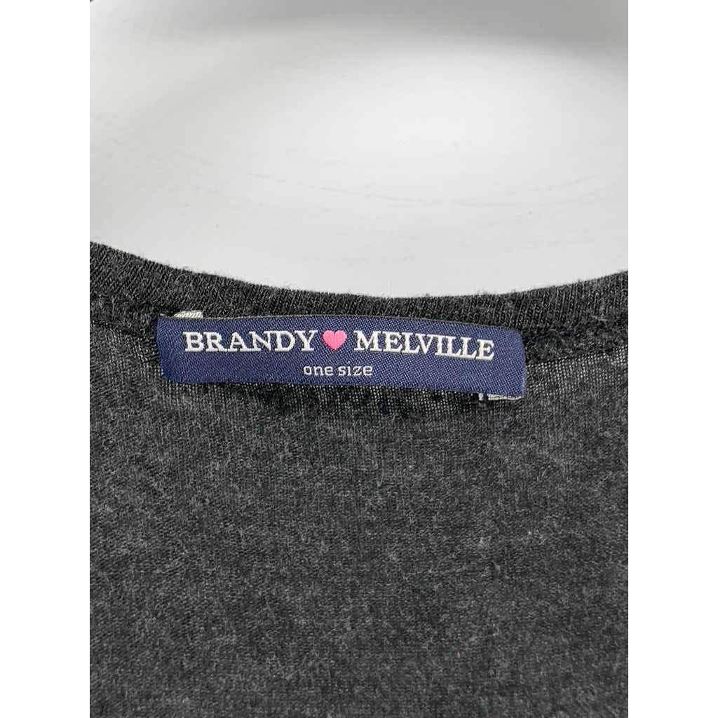 BRANDY MELVILLE Women's Charcoal Gray Scoop-Neck T-Shirt SZ OS