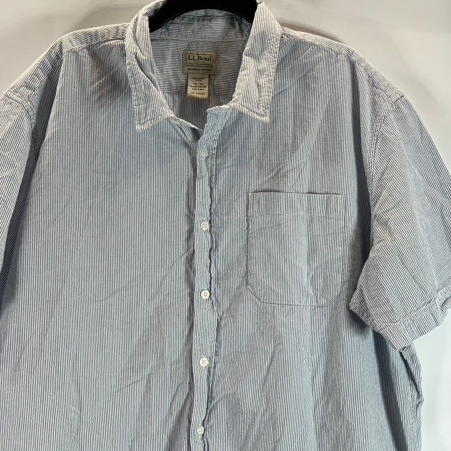 L.L BEAN Men's Blue Striped Tall Organic Cotton Slightly Fitted Shirt SZ 2XLT