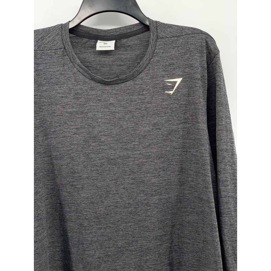 GYMSHARK Men's Charcoal Gray Crewneck Arrival Long Sleeve T-Shirt SZ 2XL