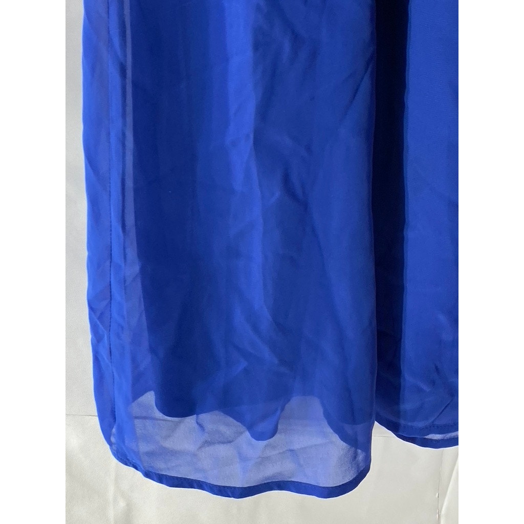 H&M Women's Royal Blue Scoop-Neck Sheer Sleeveless Mini Dress SZ 6