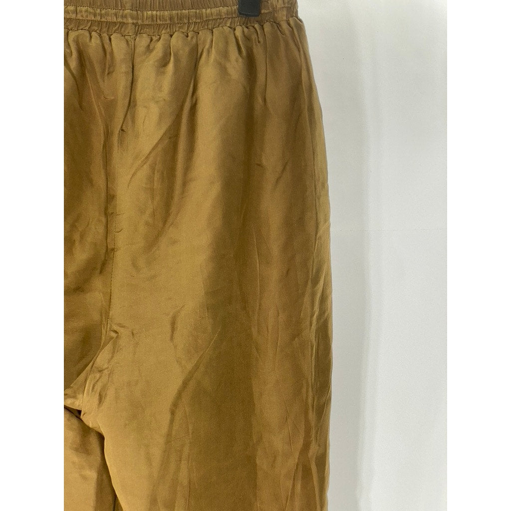 PETITE SOPHISTICATE Women's Vintage Brown Solid Drawstring Silk Pull-On Pant SZS