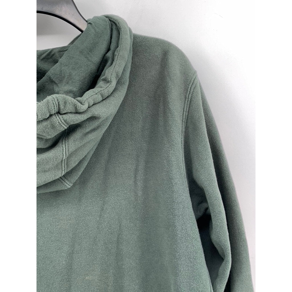 OBEY Women's Green Round Logo Distressed Pullover Hoodie SZ M