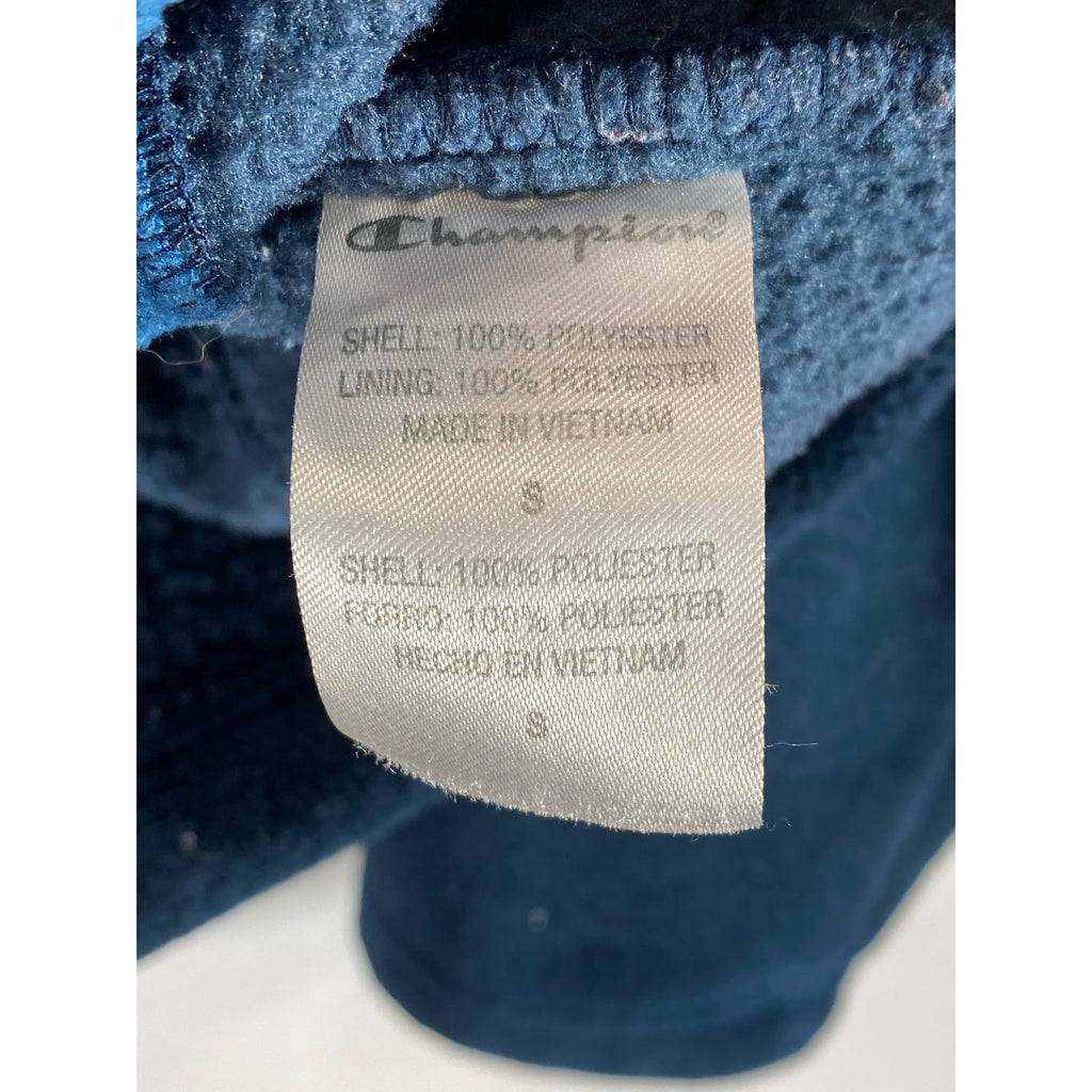 CHAMPION Men's Blue Fleece Script Logo Stand-Collar Zip-Up Jacket SZ S