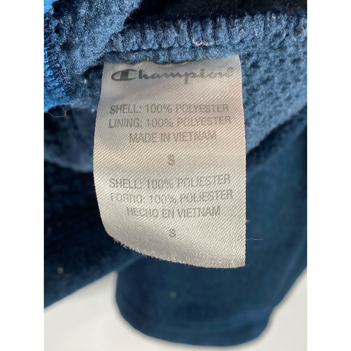 CHAMPION Men's Blue Fleece Script Logo Stand-Collar Zip-Up Jacket SZ S