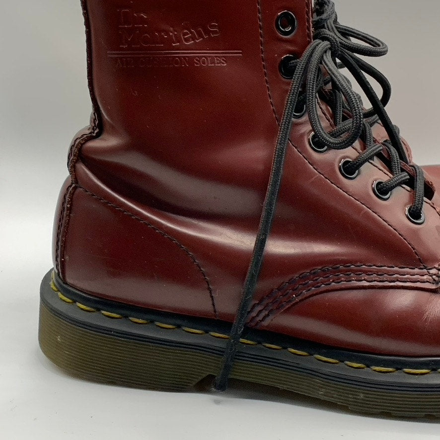 DR. MARTENS Unisex Women's Burgundy Distressed 8-Eyelet Grunge 1460 Boots SZ 7