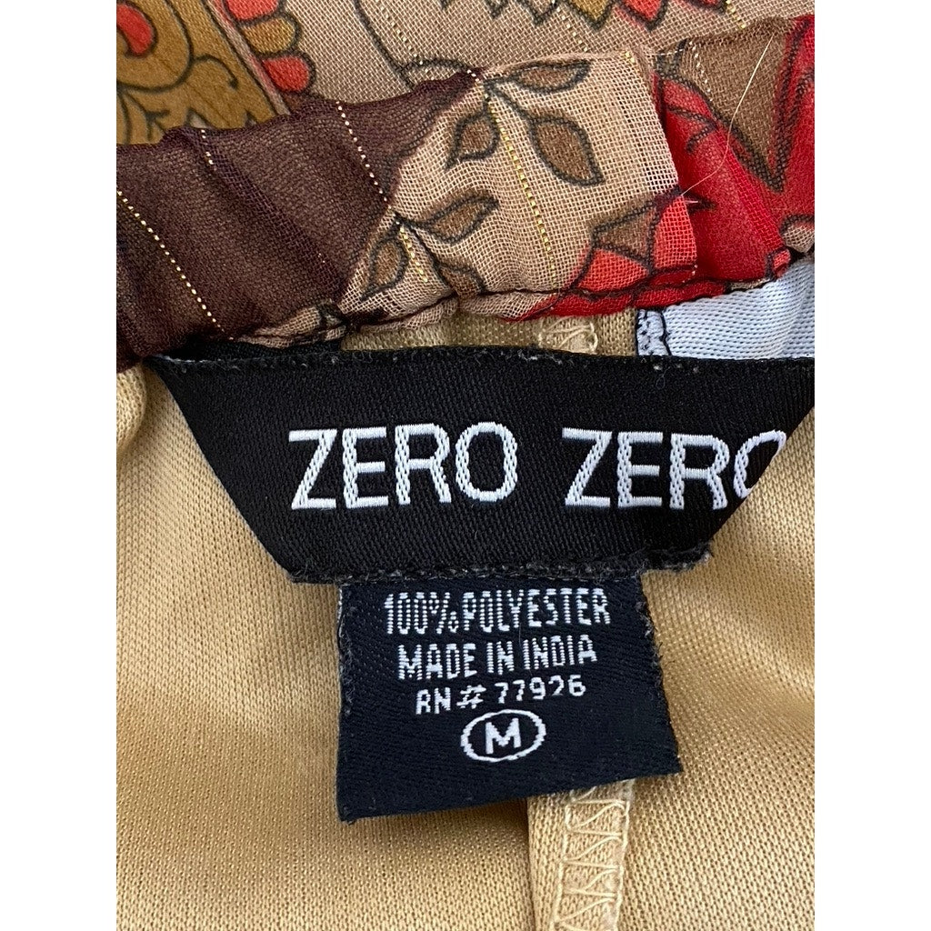 ZERO ZERO Women's Red-Tan Printed Tiered A-Line Knee Length Skirt SZ M
