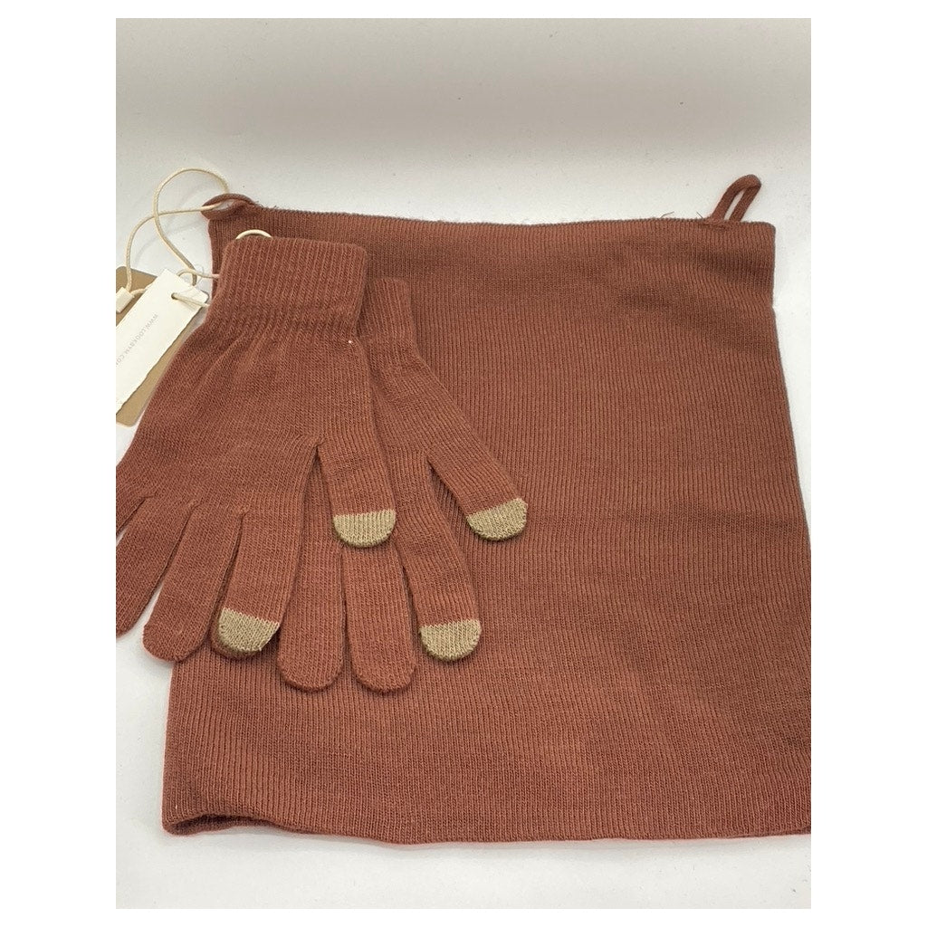LOOK BY M Women's Rust Scarf and Glove Set SZ OS