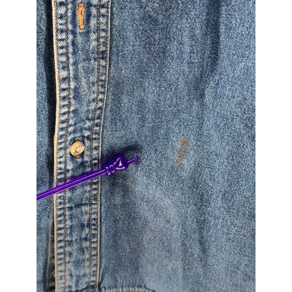 DISNEY Women's Vintage Blue Denim Embroidered Pooh & Friends Shirt Jacket SZ L