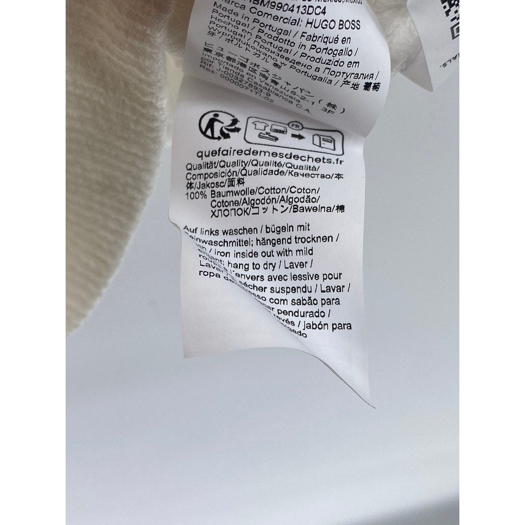 HUGO BOSS Men's Off-White Textured Regular-Fit Button-Up Short Sleeve Shirt SZ L