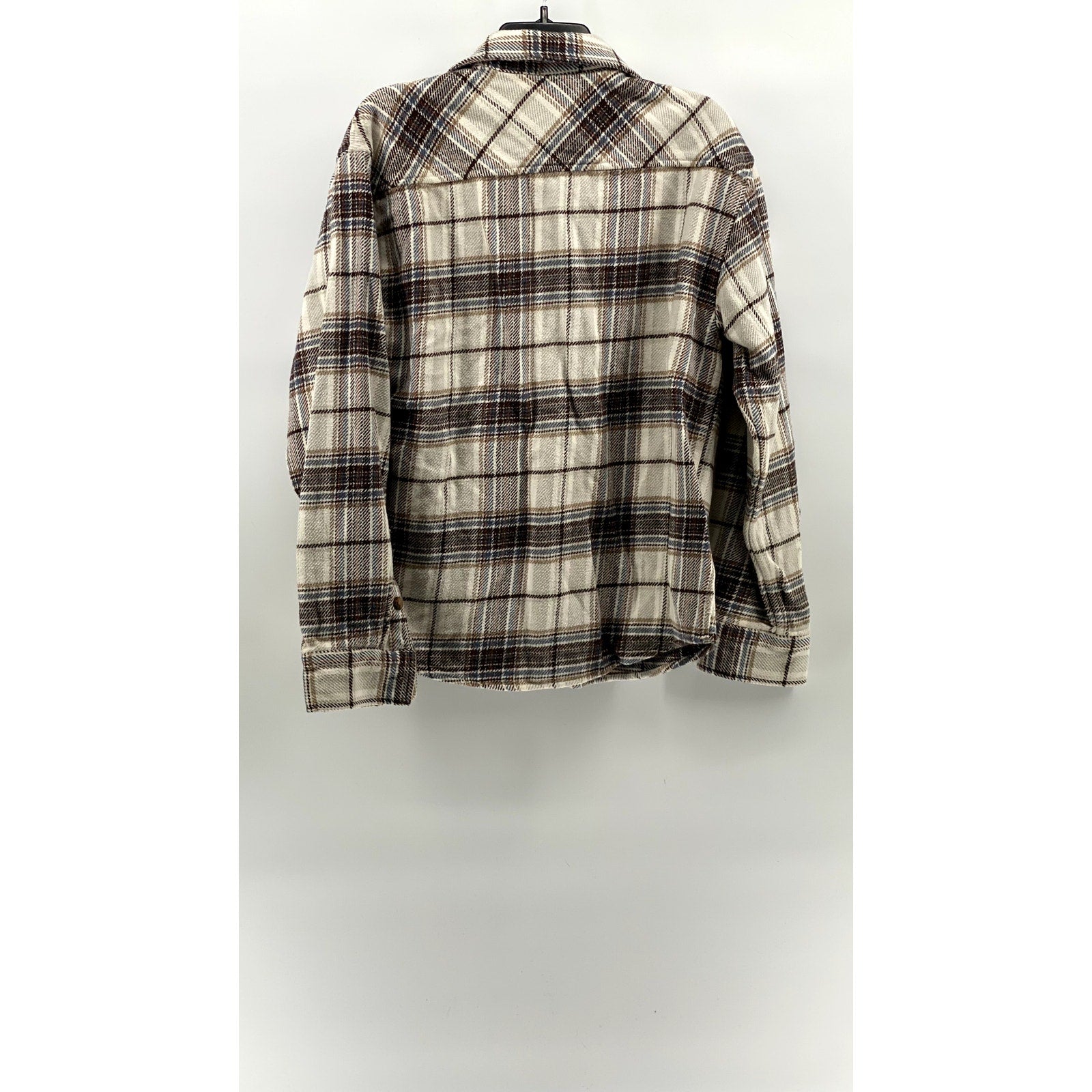 GOODFELLOW & CO Men's Beige-Brown-Blue Plaid Button-Up Flannel Shirt SZ M