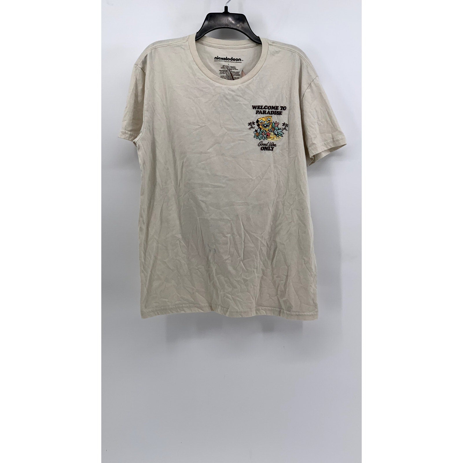 NICKELODEON Men's Beige Graphic Short Sleeve T-Shirt SZ L