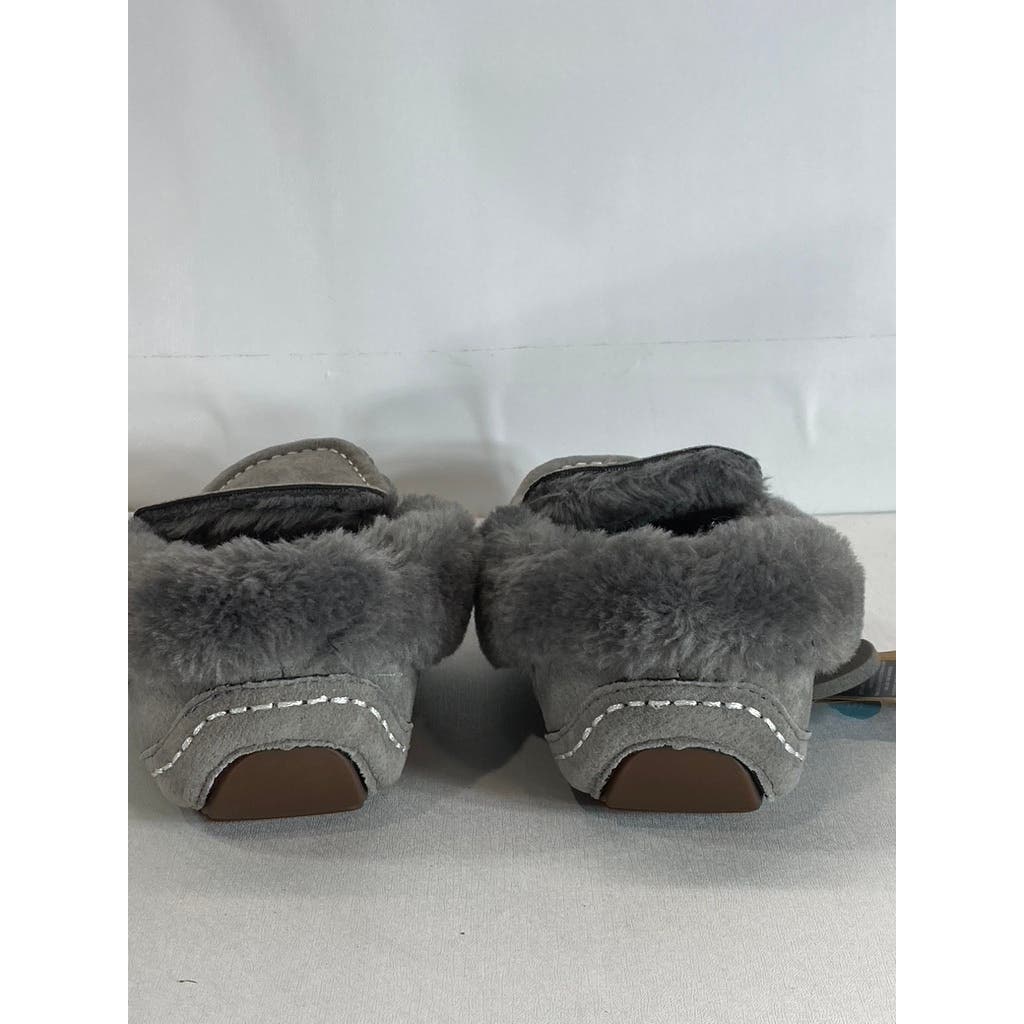 LAMO Women's Charcoal Faux-Fur Aussie Moc-Toe Cirrus Memory Foam Slipper SZ 5