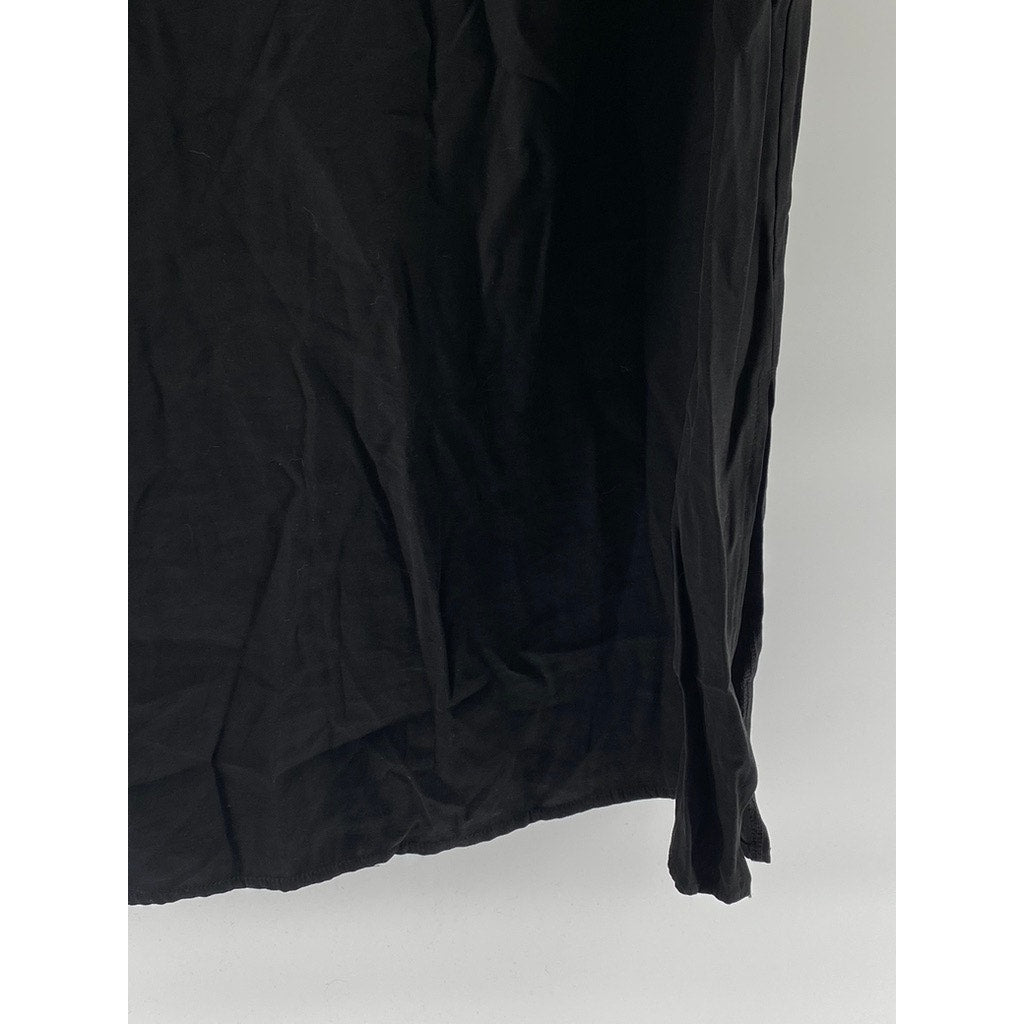 UNDERBROWN Women's Black Half-Button Long Sleeve Midi Belted Dress SZ M