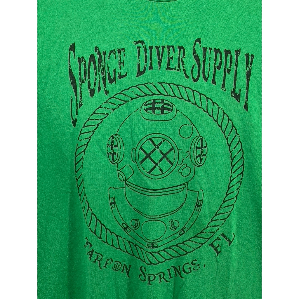 UNBRANDED Men's Green Sponge Diver Supply Graphic Short Sleeve T-Shirt SZ L
