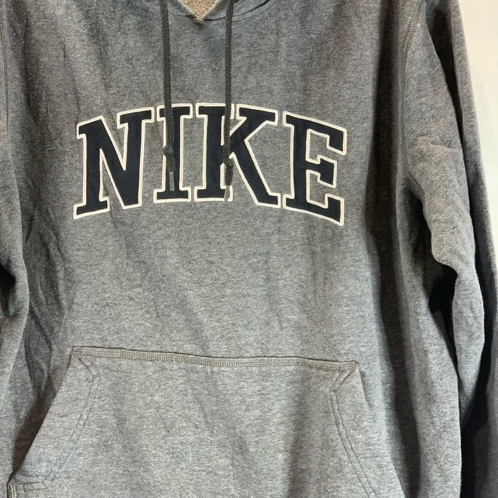 NIKE Men's Gray Logo Regular-Fit Pullover Hoodie SZ L