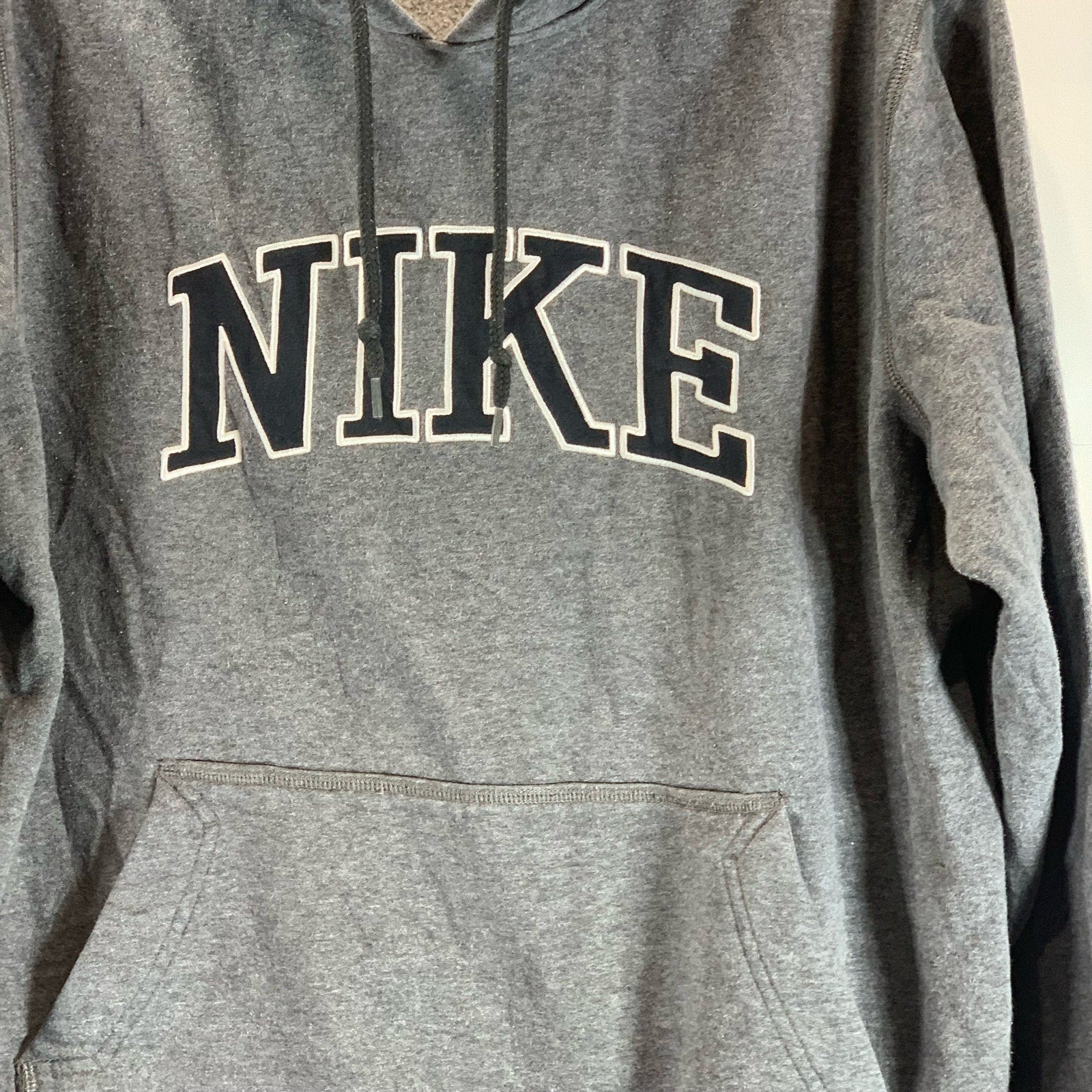 NIKE Men's Gray Logo Regular-Fit Pullover Hoodie SZ L