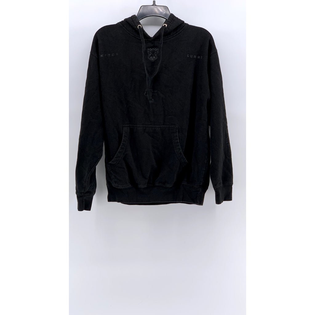 OFFICIAL Men's Washed Black Printed Casual Hoodie SZ S