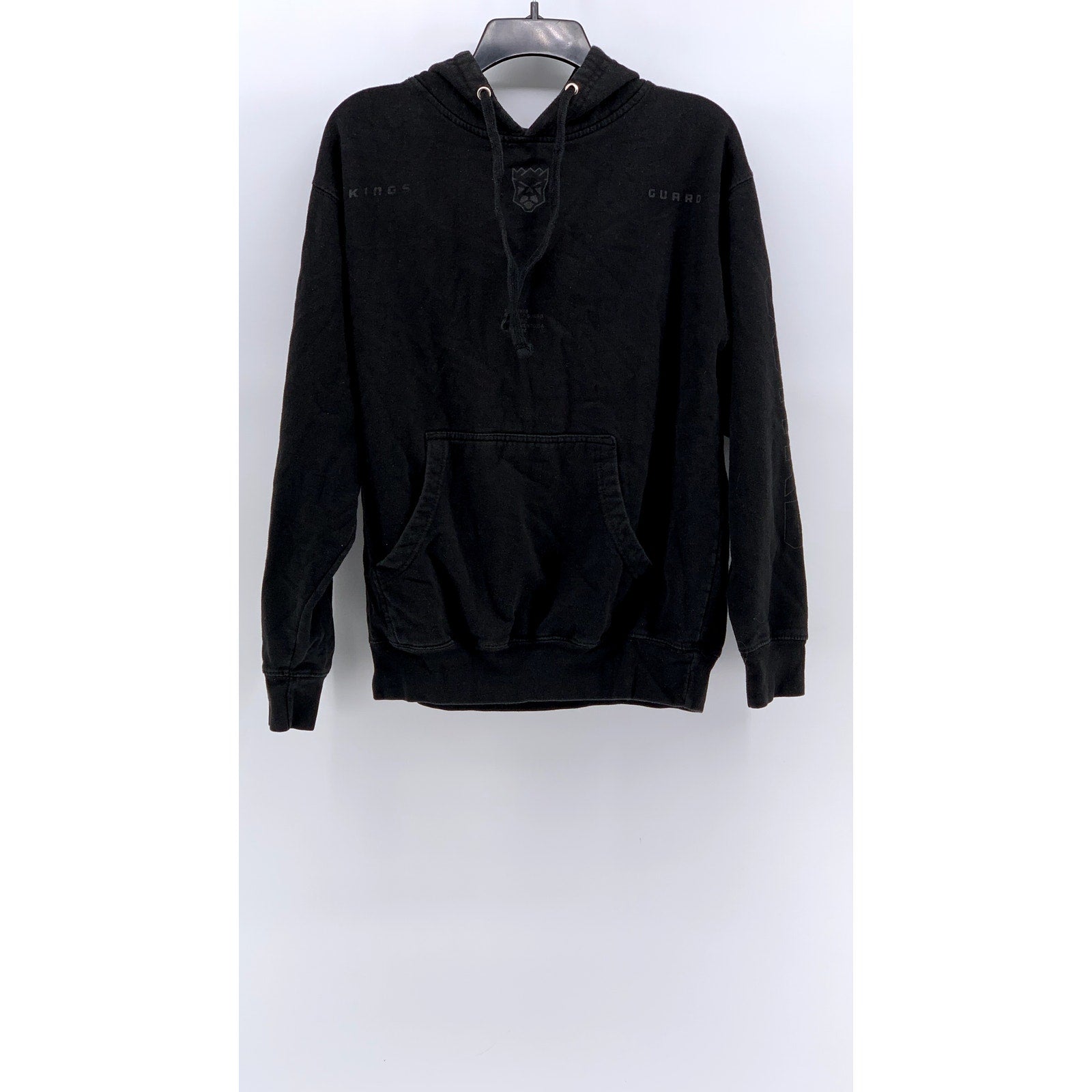 OFFICIAL Men's Washed Black Printed Casual Hoodie SZ S